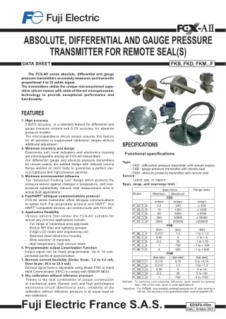 Absolute, Differential And Gauge Pressure Transmitter For Remote Seals - PDF