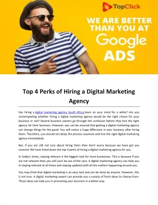 Top 4 Perks of Hiring a Digital Marketing Agency
