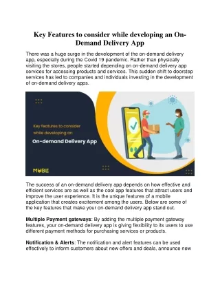 Key Features to consider while developing an On-Demand Delivery App