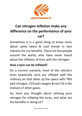 Can nitrogen inflation make any difference on the performance of your car?