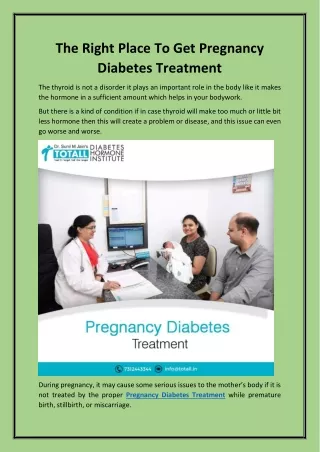 Right place to get pregnancy diabetes treatment