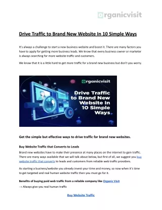 Drive Traffic to Brand New Website In 10 Simple Ways
