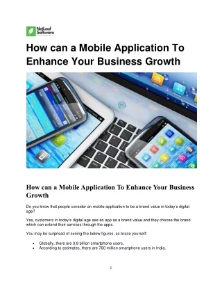 how can a mobile application to enhance your