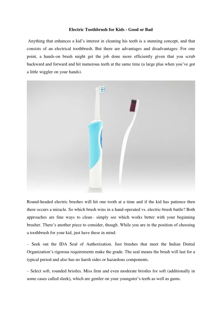 electric toothbrush for kids good or bad