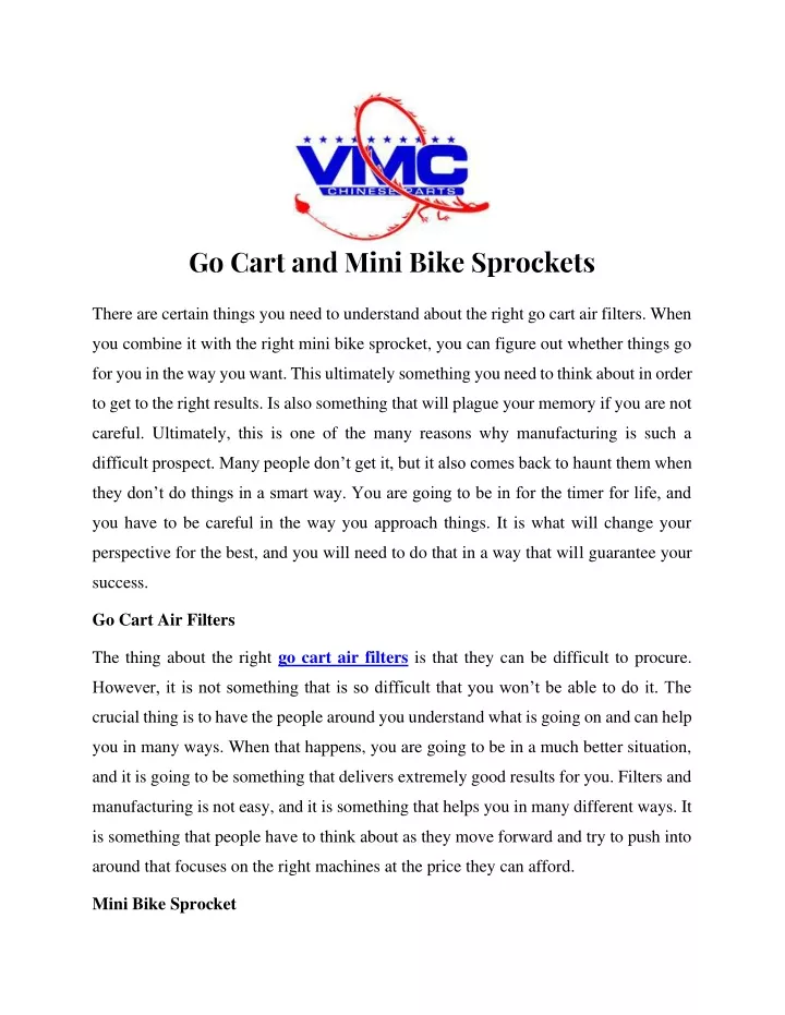 go cart and mini bike sprockets there are certain