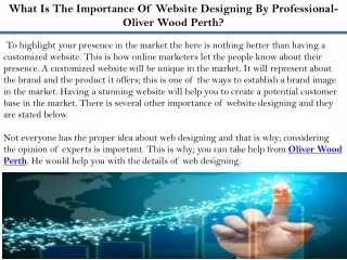 What Is The Importance Of Website Designing By Professional- Oliver Wood Perth?