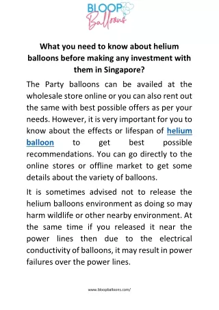 What you need to know about helium balloons before making any investment with th