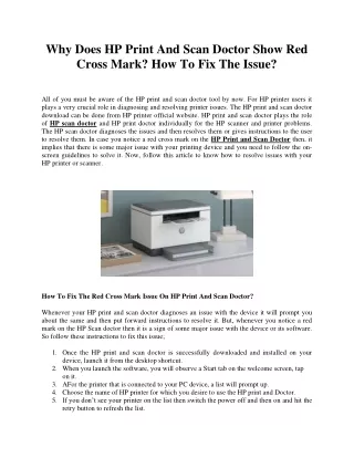 Why Does HP Print And Scan Doctor Show Red Cross Mark How To Fix The Issue