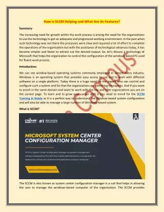 how is sccm helping and what are its features
