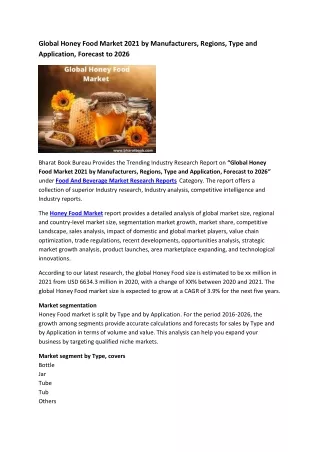 global honey food market 2021 by manufacturers