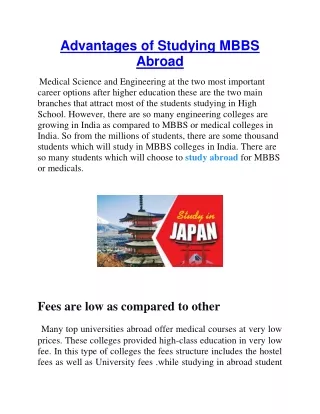 Advantages of Studying MBBS Abroad