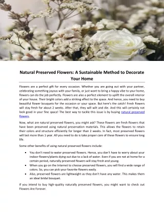 Natural Preserved Flowers- A Sustainable Method to Decorate Your Home