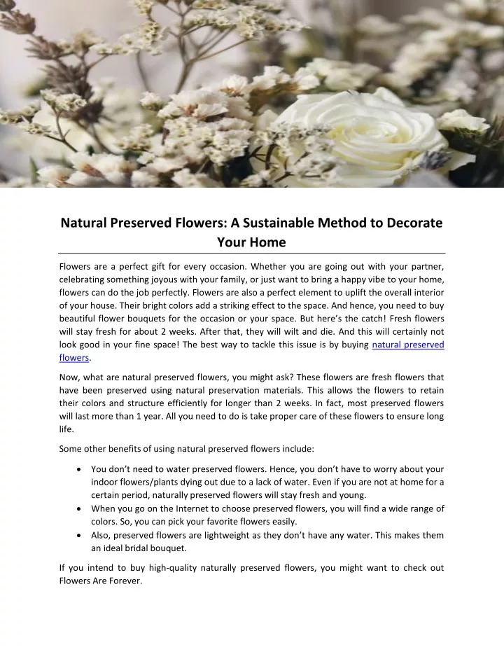 natural preserved flowers a sustainable method
