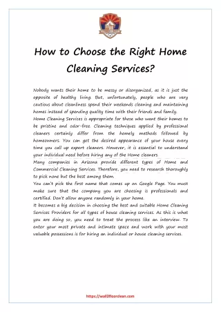 How to Choose the Right Home Cleaning Services