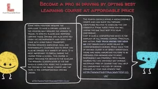 Become a pro in driving by opting best learning course at affordable price