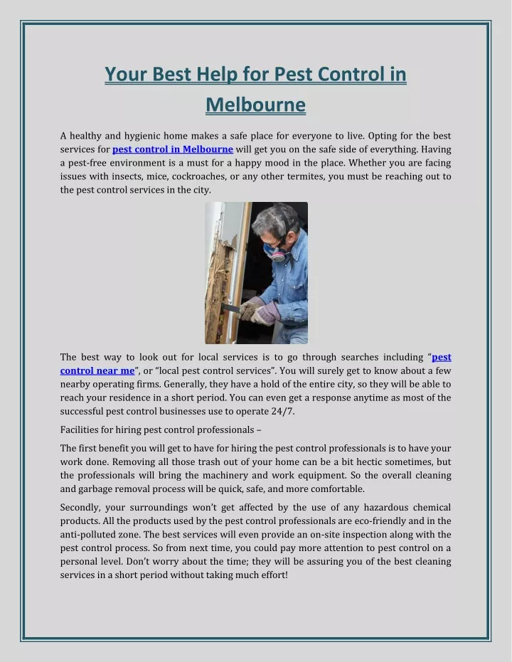 your best help for pest control in melbourne
