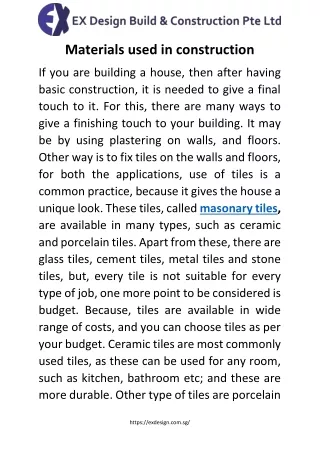 materials used in construction