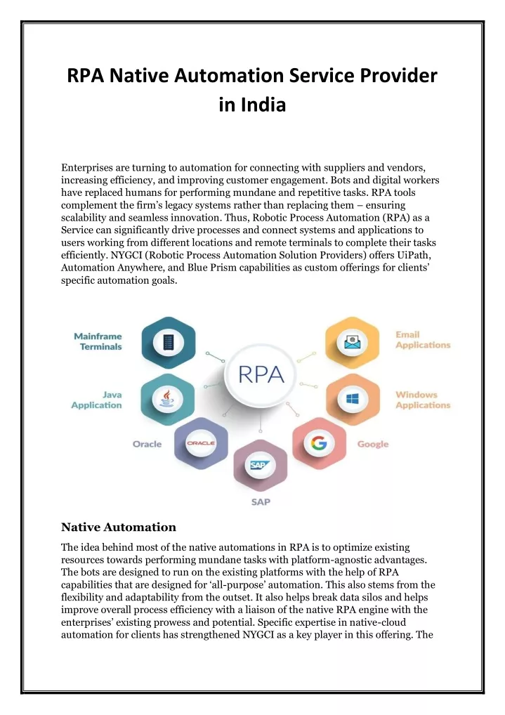 rpa native automation service provider in india