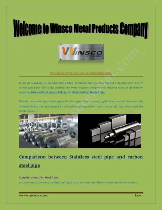 Stainless steel pipe, carbon steel pipe at www.winscometal.com