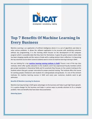 top 7 benefits of machine learning in every