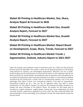 global 3d printing in healthcare market size