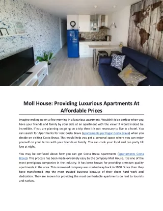 Moll House: Providing Luxurious Apartments At Affordable Prices