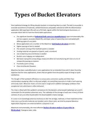 Belt type Bucket Elevators.
