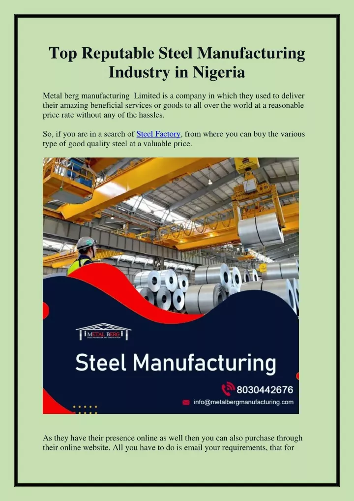 top reputable steel manufacturing industry