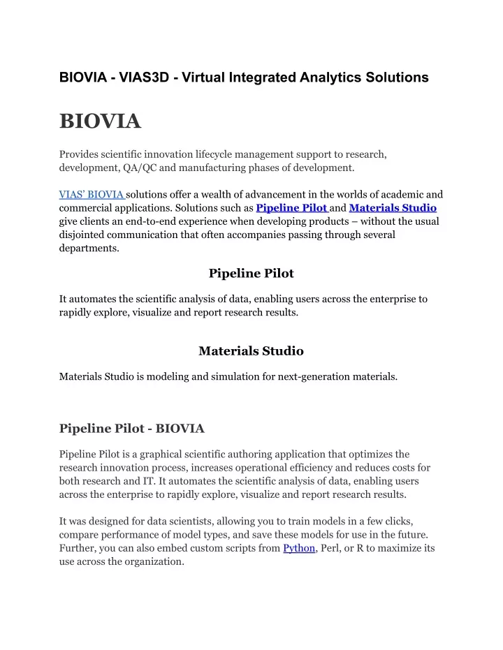 biovia vias3d virtual integrated analytics