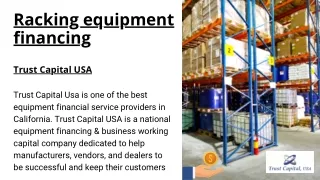 Racking equipment financing - Trust Capital USA