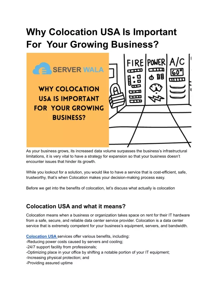 why colocation usa is important for your growing