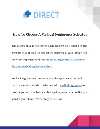 How To Choose A Medical Negligence Solicitor