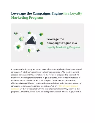 leverage the campaigns engine in a loyalty