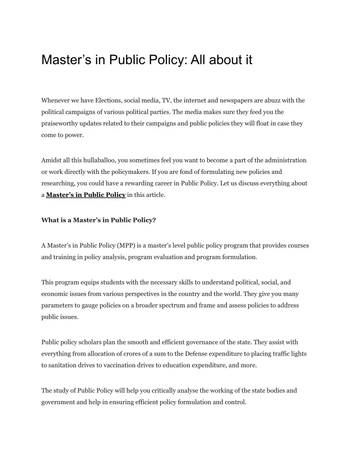 master s in public policy all about it