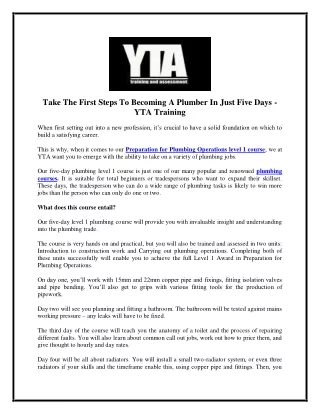 take the first steps to becoming a plumber