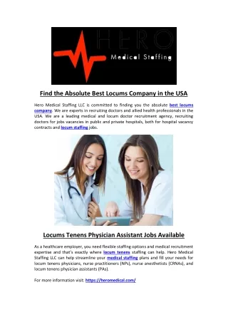 find the absolute best locums company in the usa