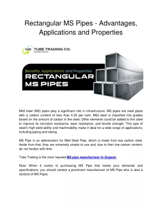 rectangular ms pipes advantages applications