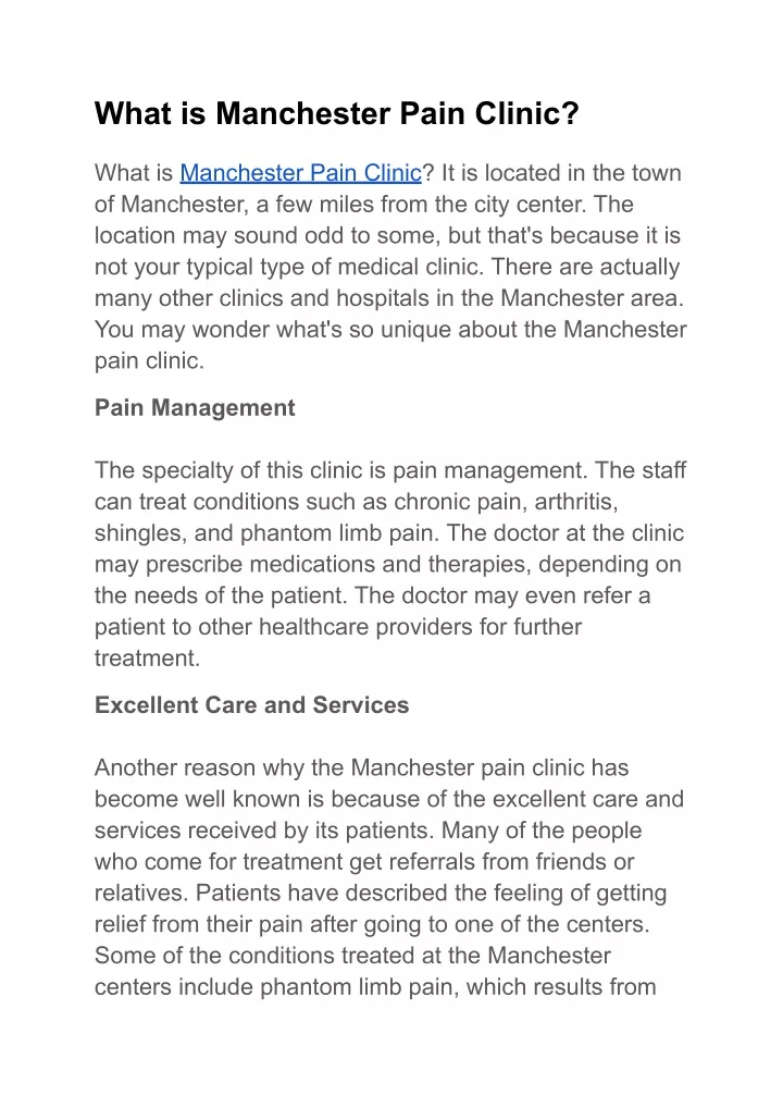 what is manchester pain clinic