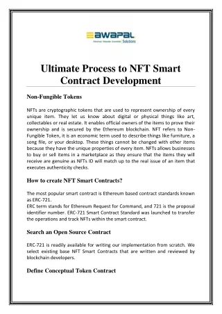 ultimate process to nft smart contract development