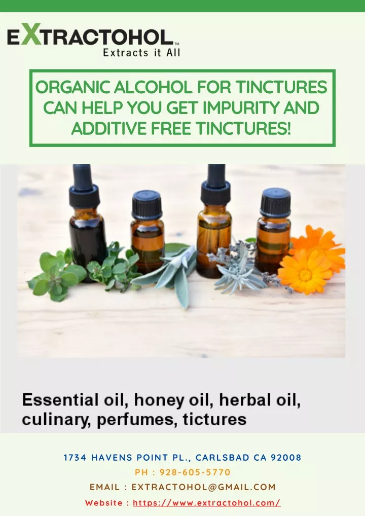 organic alcohol for tinctures can help