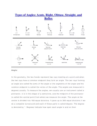 types of angles acute right obtuse straight