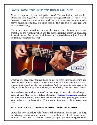 how to protect your guitar from damage and theft
