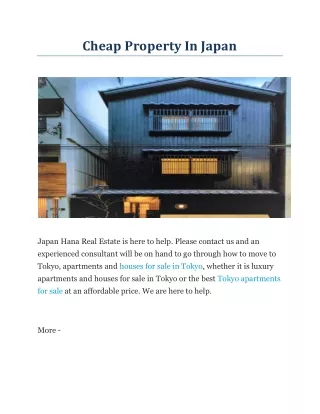 Cheap Property In Japan - Japan Hana Real Estate