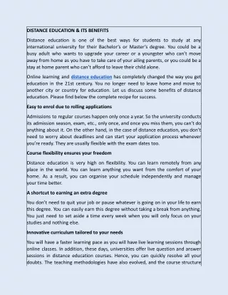 distance education its benefits