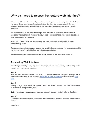 Why do I need to access the router's web interface