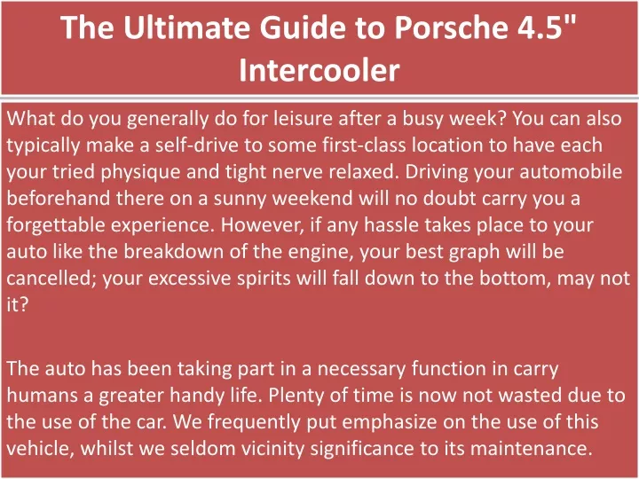 the ultimate guide to porsche 4 5 intercooler