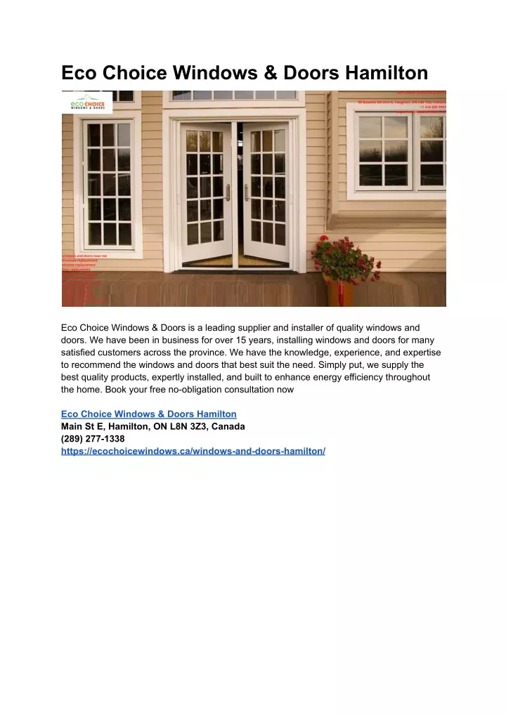 eco choice windows doors hamilton