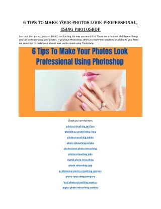 6 Tips To Make Your Photos Look Professional, Using Photoshop