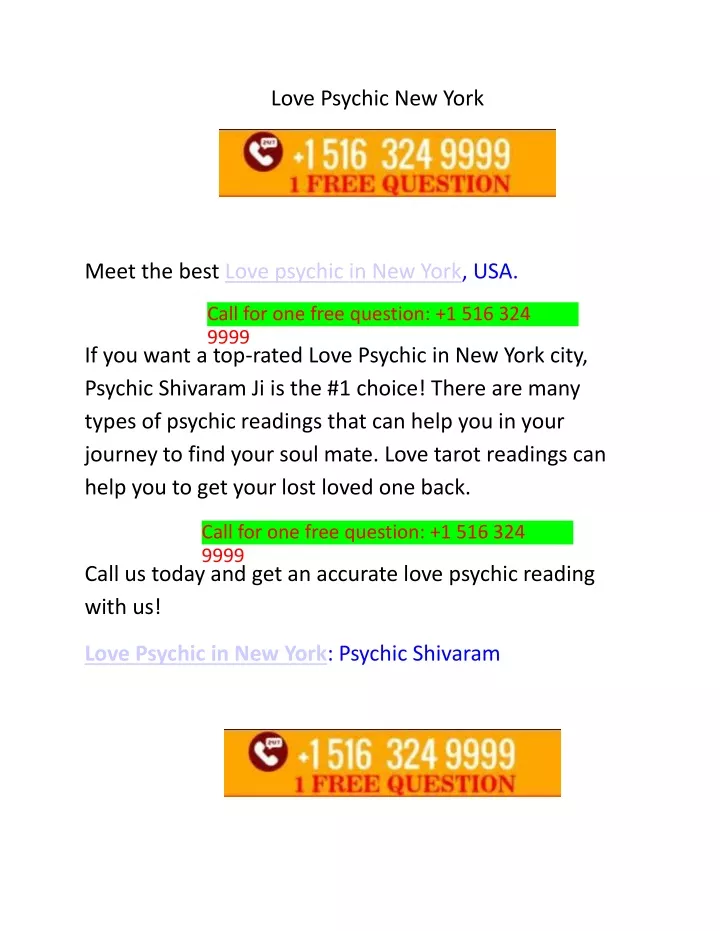 love psychic new york