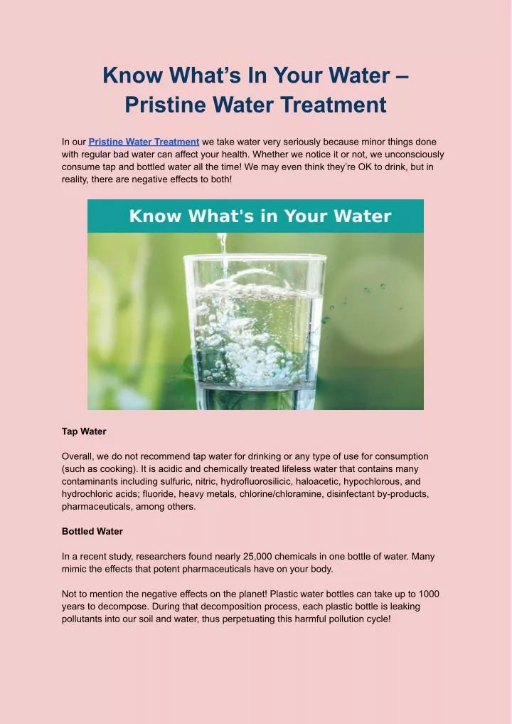 know what s in your water pristine water treatment